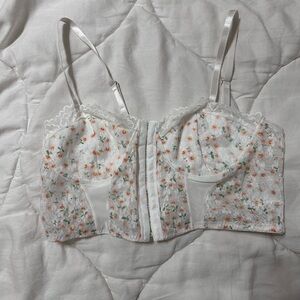 white floral bralette corset top